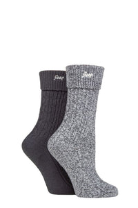 Jeep Ladies Super Soft Turn Over Top Boot Socks 2pk