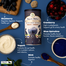 Load image into Gallery viewer, Pawfect Yogurt Melties Pre and Probiotic Dog Treats with Blueberry, Cranberry, Blue Spirulina &amp; Mint