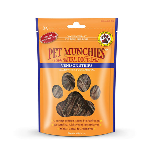 Pet Munchies Venison Strips Dog Treats 75g