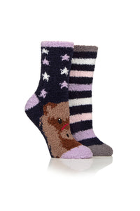 Wild Feet Ladies Cosy Lounge Socks 2pk