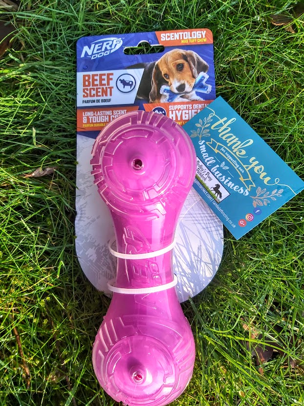 Nerf Beef Scent Scentology Barbell Dog Toy