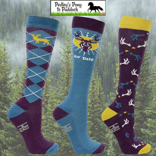 Hy Equestrian Oh Deer Socks (Pack of 3)