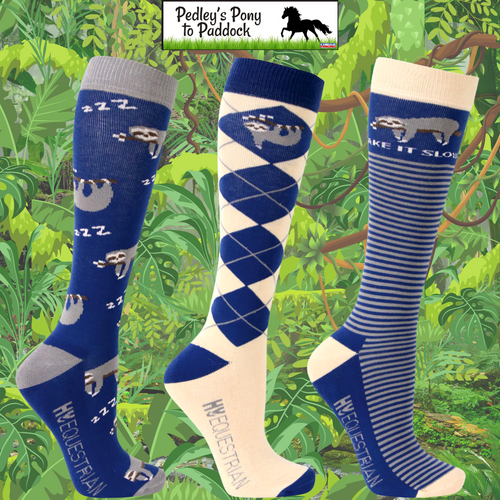 Hy Equestrian Slow Sloth Socks (Pack of 3)