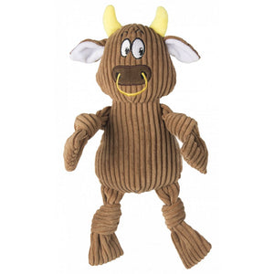 FOFOS Fluffy Brown Cow Dog Toy