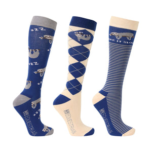 Hy Equestrian Slow Sloth Socks (Pack of 3)