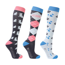 Load image into Gallery viewer, Hy Equestrian It’s Raining Cats and Dogs Socks (Pack of 3)