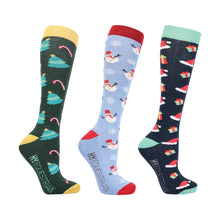 Load image into Gallery viewer, Hy Equestrian Christmas Season Socks (Pack of3)