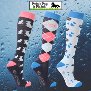 Hy Equestrian It’s Raining Cats and Dogs Socks (Pack of 3)