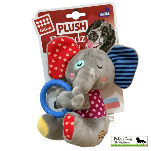 GiGwi Plush Friends Squeaker & Ring Elephant