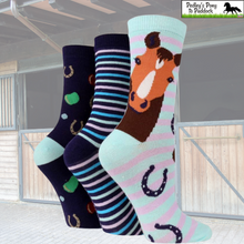 Load image into Gallery viewer, Wild Feet Horse Socks (3 pack)